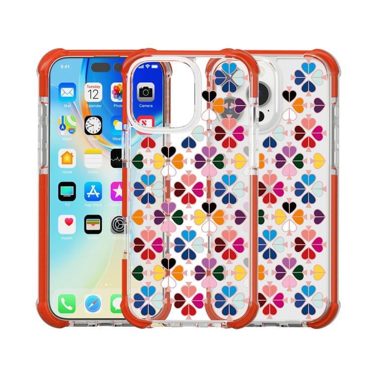 For iPhone 16 Pro Max Acrylic Four-Corner Shockproof Heart Pattern Phone Case