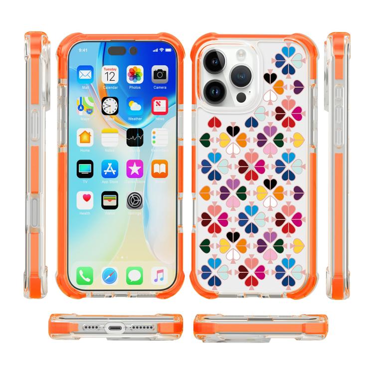 For iPhone 16 Pro Max Acrylic Four-Corner Shockproof Heart Pattern Phone Case