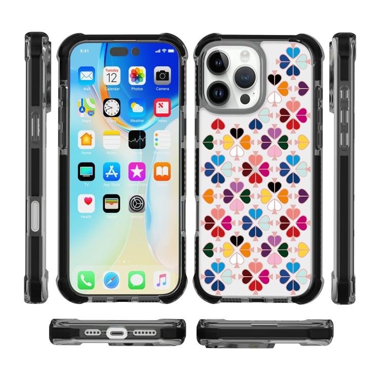 For iPhone 16 Pro Acrylic Four-Corner Shockproof Heart Pattern Phone Case