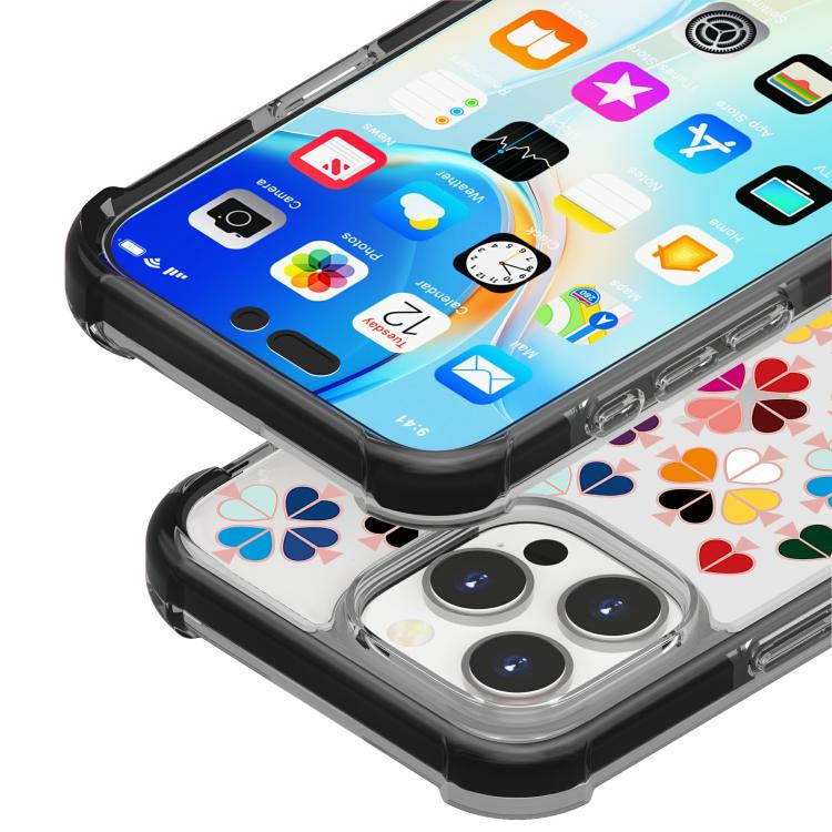For iPhone 16 Pro Acrylic Four-Corner Shockproof Heart Pattern Phone Case