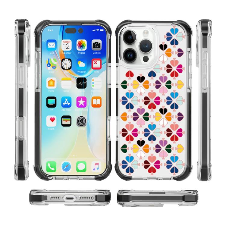 For iPhone 16 Pro Acrylic Four-Corner Shockproof Heart Pattern Phone Case