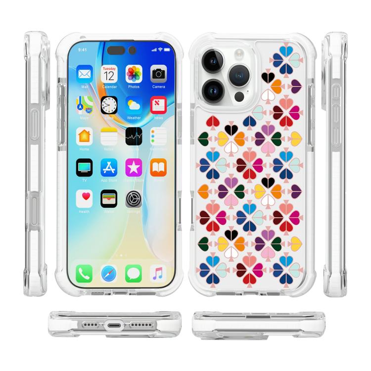 For iPhone 16 Pro Acrylic Four-Corner Shockproof Heart Pattern Phone Case