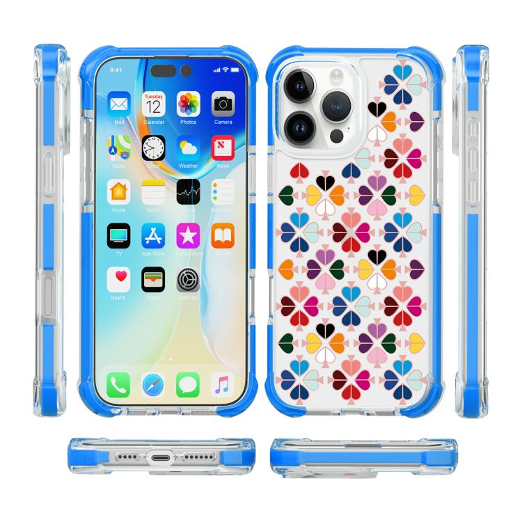 For iPhone 16 Pro Acrylic Four-Corner Shockproof Heart Pattern Phone Case