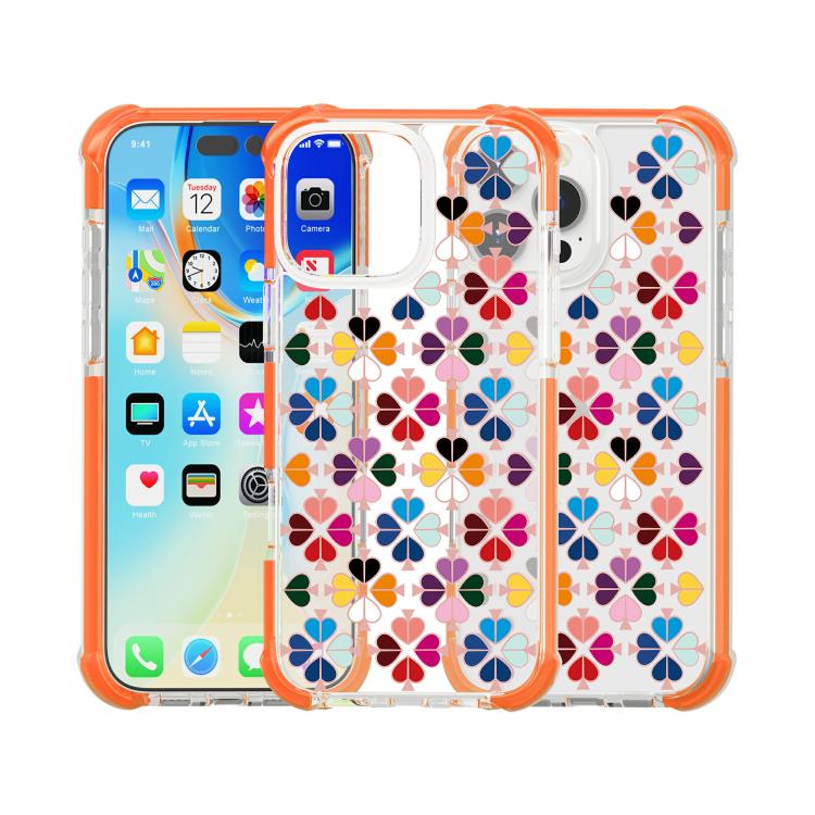 For iPhone 16 Pro Acrylic Four-Corner Shockproof Heart Pattern Phone Case