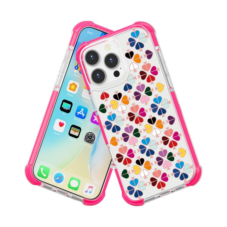 For iPhone 16 Pro Acrylic Four-Corner Shockproof Heart Pattern Phone Case