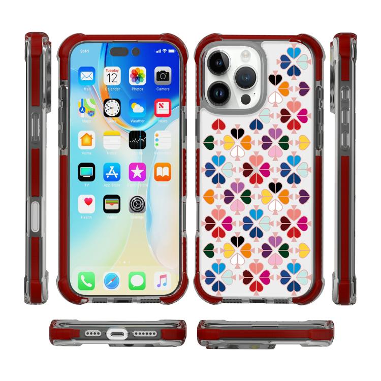 For iPhone 16 Pro Acrylic Four-Corner Shockproof Heart Pattern Phone Case