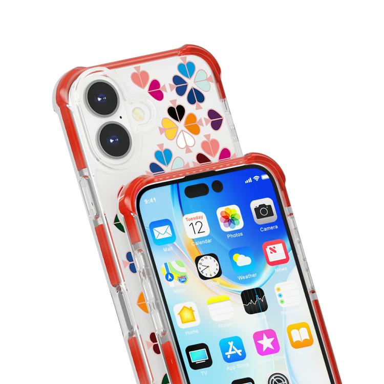 For iPhone 16 Plus Acrylic Four-Corner Shockproof Heart Pattern Phone Case