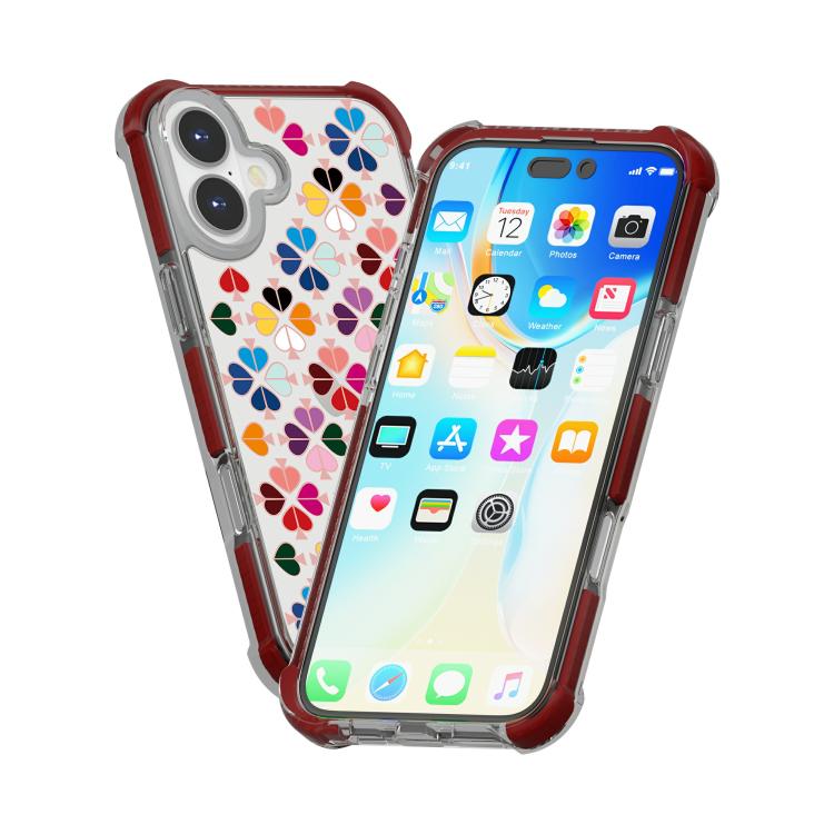 For iPhone 16 Plus Acrylic Four-Corner Shockproof Heart Pattern Phone Case