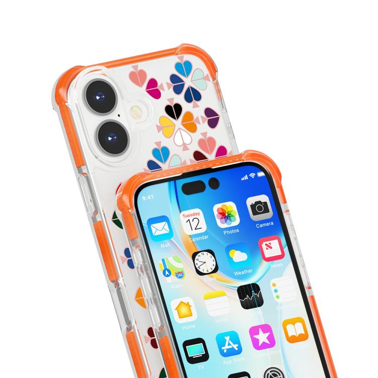 For iPhone 16 Acrylic Four-Corner Shockproof Heart Pattern Phone Case