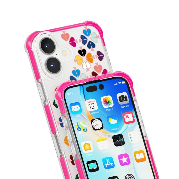For iPhone 16 Acrylic Four-Corner Shockproof Heart Pattern Phone Case