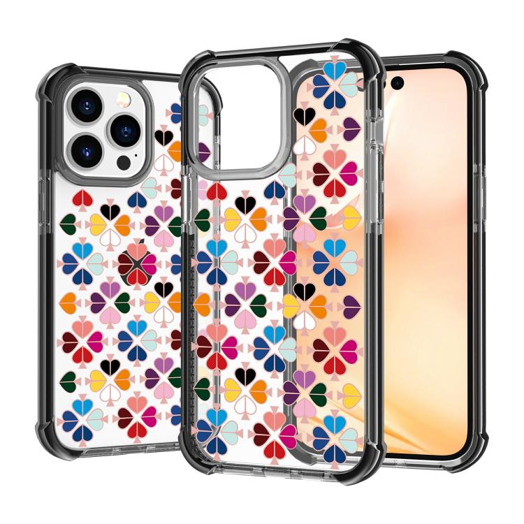 For iPhone 15 Pro Max Acrylic Four-Corner Shockproof Heart Pattern Phone Case