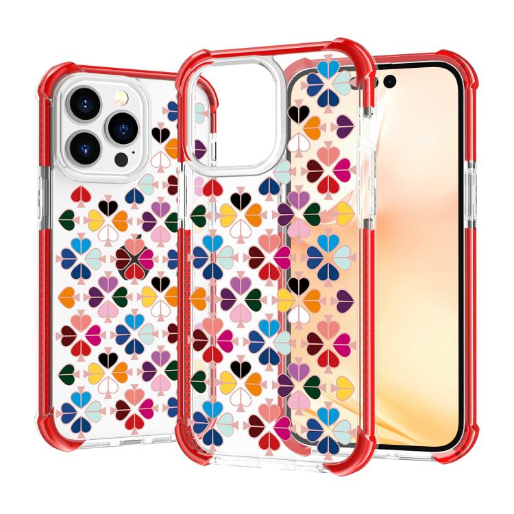 For iPhone 15 Pro Max Acrylic Four-Corner Shockproof Heart Pattern Phone Case