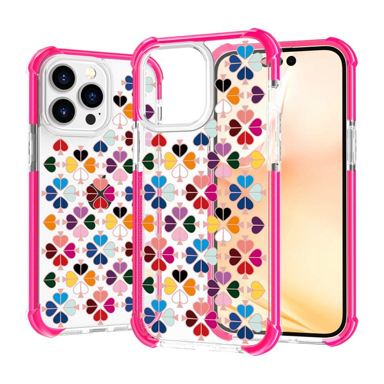 For iPhone 15 Pro Max Acrylic Four-Corner Shockproof Heart Pattern Phone Case