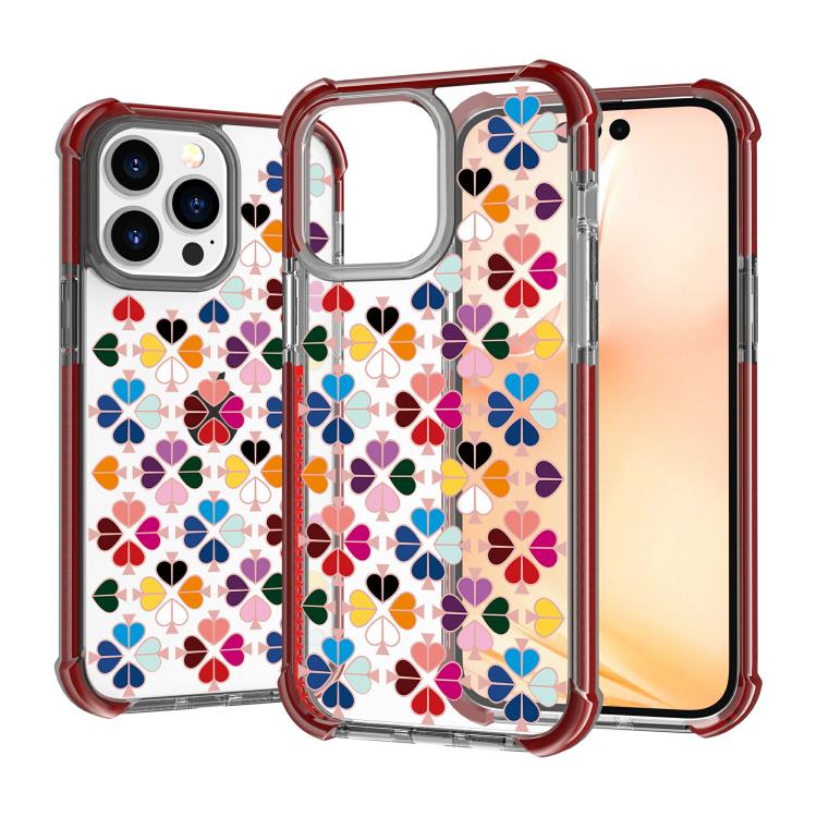 For iPhone 15 Pro Max Acrylic Four-Corner Shockproof Heart Pattern Phone Case