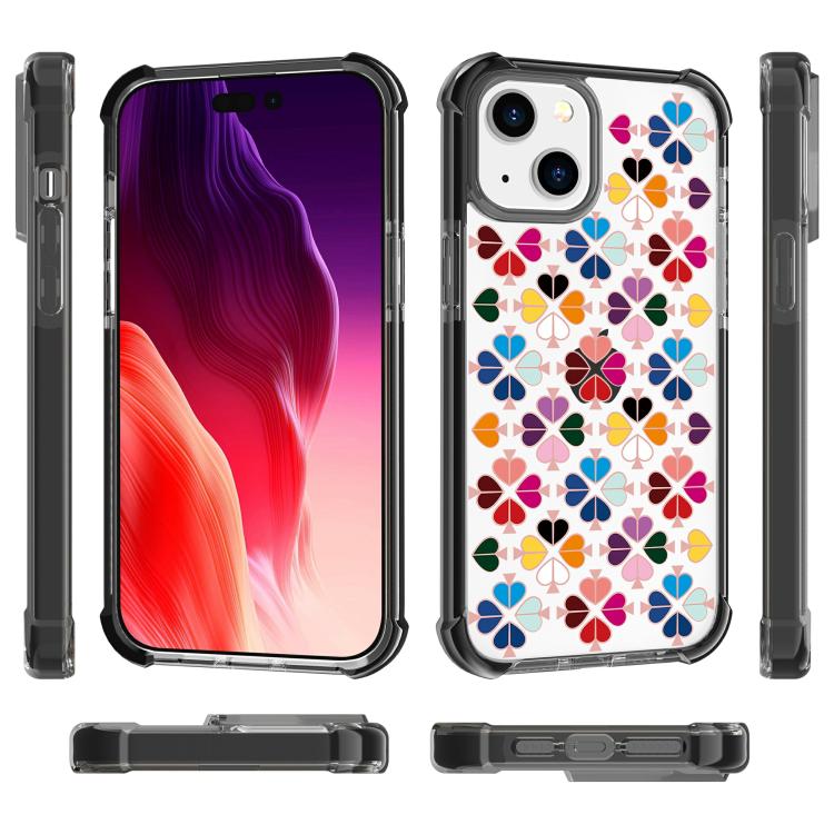 For iPhone 15 Plus Acrylic Four-Corner Shockproof Heart Pattern Phone Case