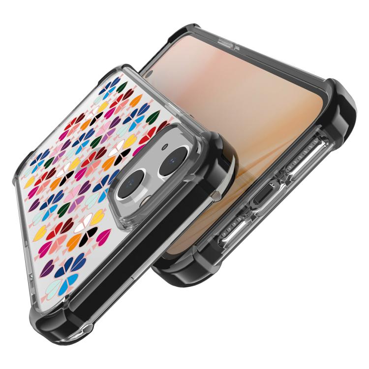 For iPhone 15 Plus Acrylic Four-Corner Shockproof Heart Pattern Phone Case