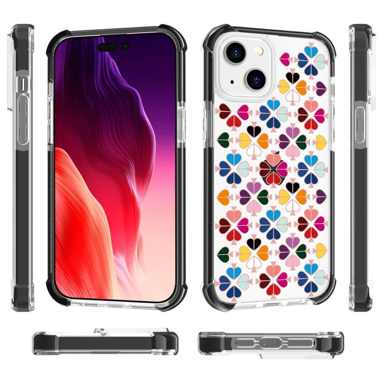 For iPhone 15 Plus Acrylic Four-Corner Shockproof Heart Pattern Phone Case