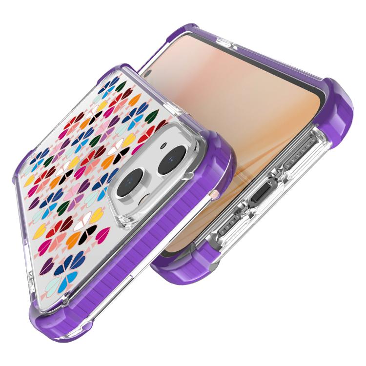 For iPhone 15 Plus Acrylic Four-Corner Shockproof Heart Pattern Phone Case