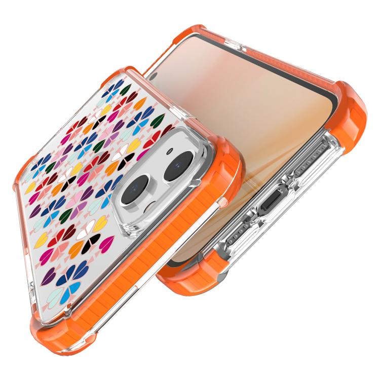 For iPhone 15 Plus Acrylic Four-Corner Shockproof Heart Pattern Phone Case