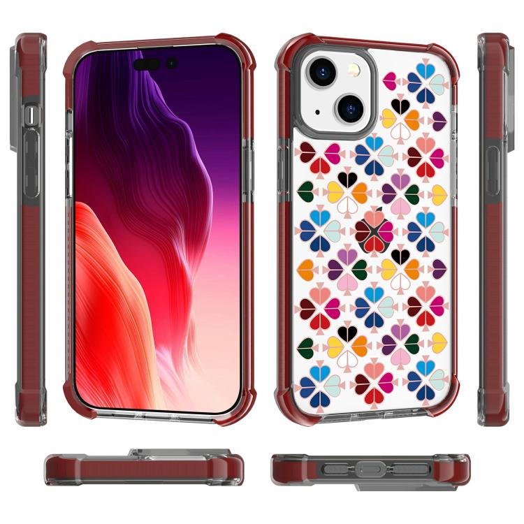 For iPhone 15 Plus Acrylic Four-Corner Shockproof Heart Pattern Phone Case