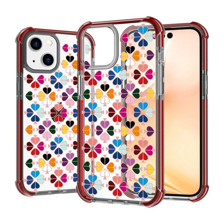 For iPhone 15 Plus Acrylic Four-Corner Shockproof Heart Pattern Phone Case