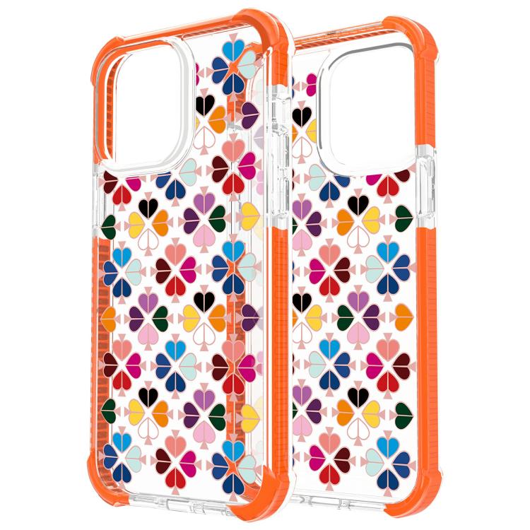 For iPhone 15 Acrylic Four-Corner Shockproof Heart Pattern Phone Case