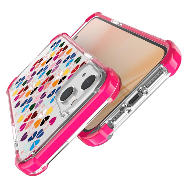 For iPhone 15 Acrylic Four-Corner Shockproof Heart Pattern Phone Case