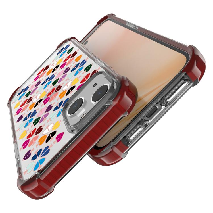 For iPhone 15 Acrylic Four-Corner Shockproof Heart Pattern Phone Case