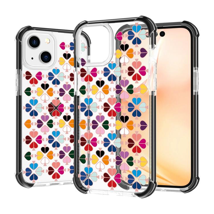 For iPhone 14 Plus Acrylic Four-Corner Shockproof Heart Pattern Phone Case