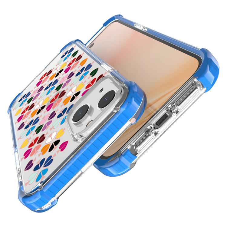 For iPhone 14 Plus Acrylic Four-Corner Shockproof Heart Pattern Phone Case