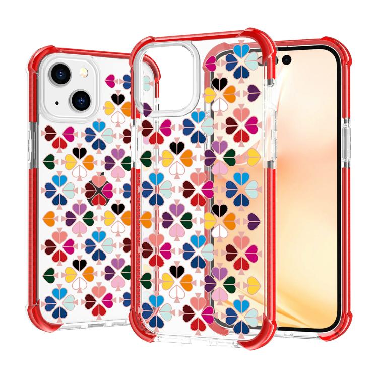 For iPhone 14 Plus Acrylic Four-Corner Shockproof Heart Pattern Phone Case