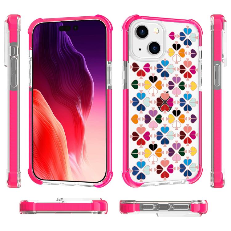 For iPhone 14 Plus Acrylic Four-Corner Shockproof Heart Pattern Phone Case