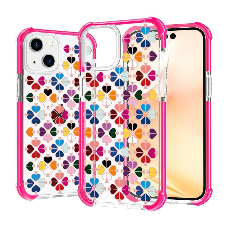 For iPhone 14 Plus Acrylic Four-Corner Shockproof Heart Pattern Phone Case