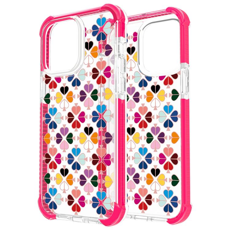 For iPhone 14 Plus Acrylic Four-Corner Shockproof Heart Pattern Phone Case