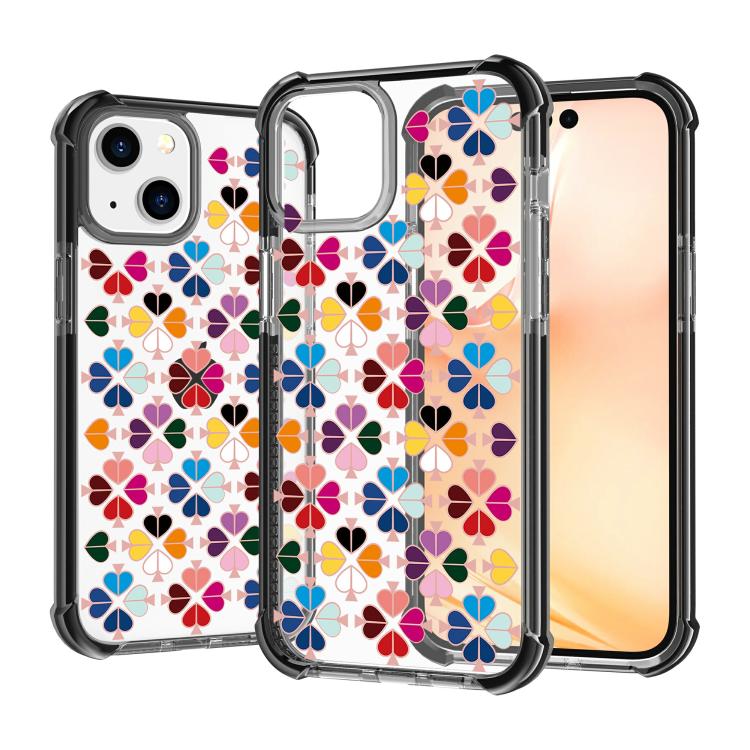 For iPhone 14 Acrylic Four-Corner Shockproof Heart Pattern Phone Case