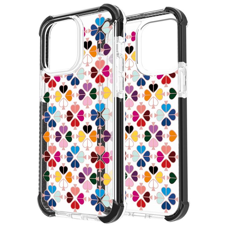 For iPhone 14 Acrylic Four-Corner Shockproof Heart Pattern Phone Case