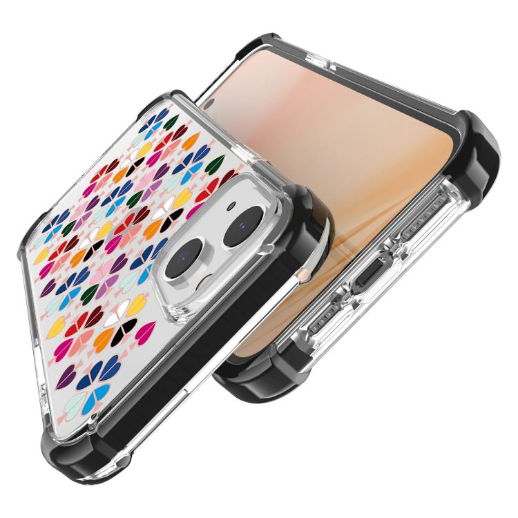 For iPhone 14 Acrylic Four-Corner Shockproof Heart Pattern Phone Case