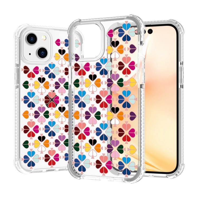 For iPhone 14 Acrylic Four-Corner Shockproof Heart Pattern Phone Case