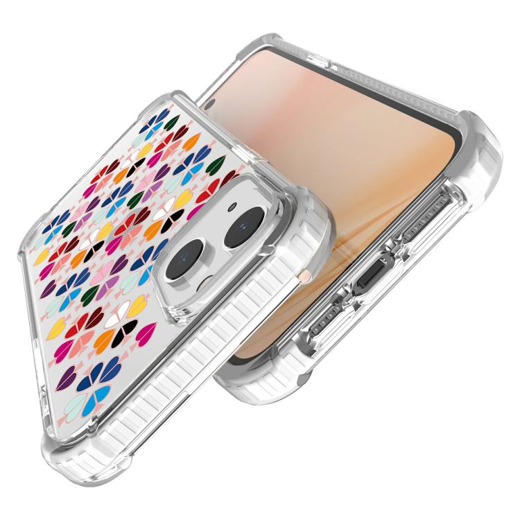 For iPhone 14 Acrylic Four-Corner Shockproof Heart Pattern Phone Case