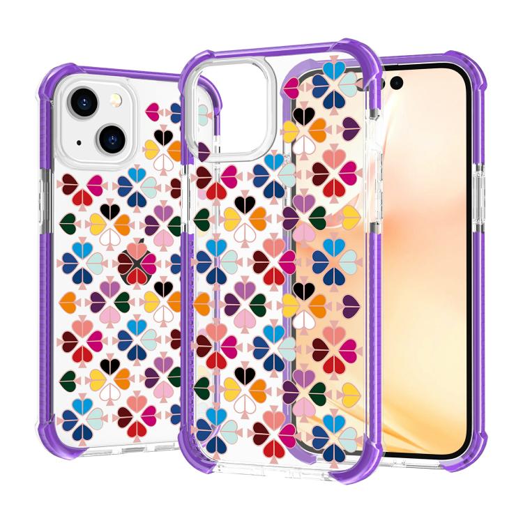 For iPhone 14 Acrylic Four-Corner Shockproof Heart Pattern Phone Case
