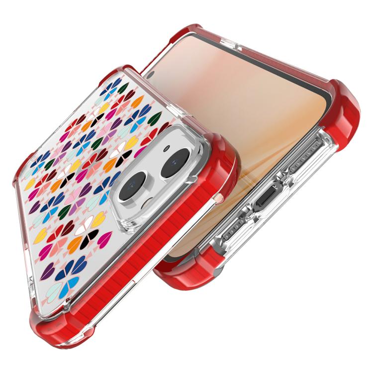 For iPhone 14 Acrylic Four-Corner Shockproof Heart Pattern Phone Case