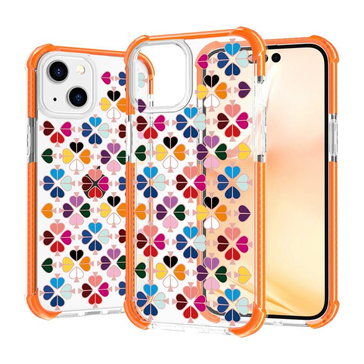 For iPhone 14 Acrylic Four-Corner Shockproof Heart Pattern Phone Case