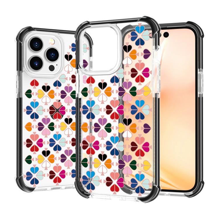 For iPhone 14 Pro Acrylic Four-Corner Shockproof Heart Pattern Phone Case
