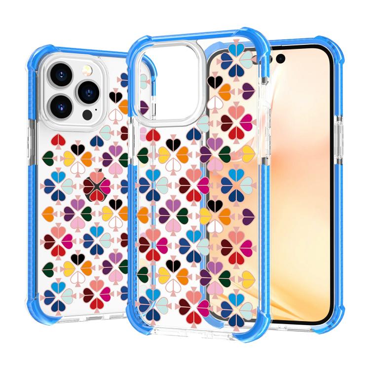 For iPhone 14 Pro Acrylic Four-Corner Shockproof Heart Pattern Phone Case