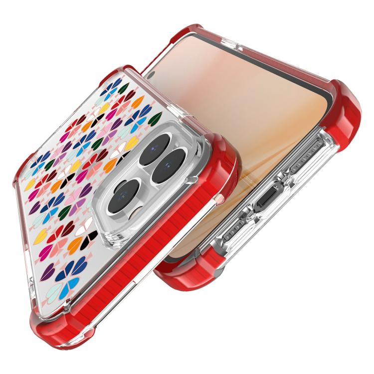 For iPhone 14 Pro Acrylic Four-Corner Shockproof Heart Pattern Phone Case