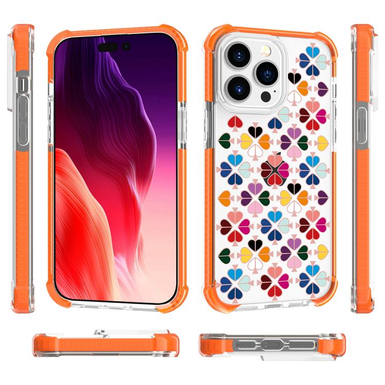 For iPhone 14 Pro Acrylic Four-Corner Shockproof Heart Pattern Phone Case