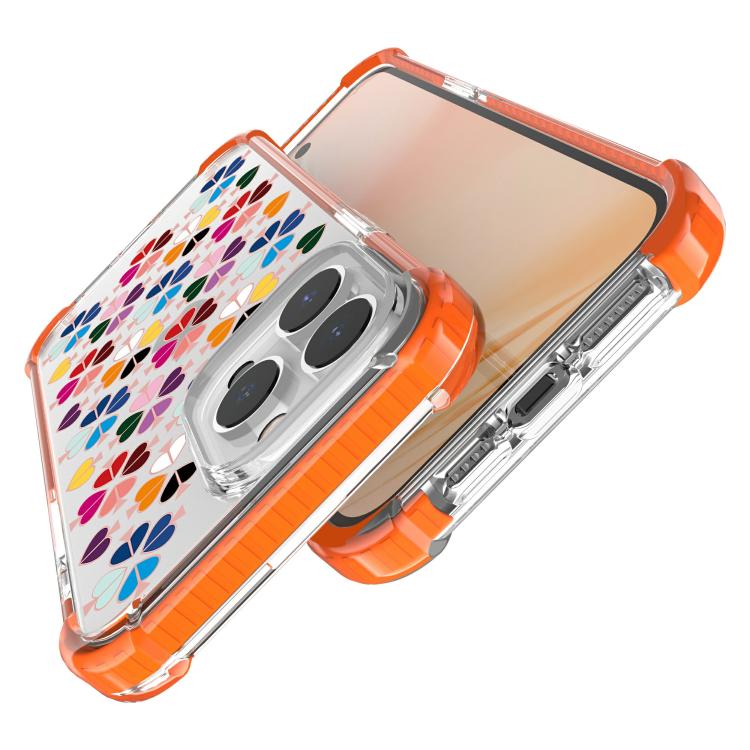 For iPhone 14 Pro Acrylic Four-Corner Shockproof Heart Pattern Phone Case