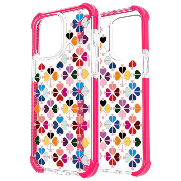 For iPhone 14 Pro Acrylic Four-Corner Shockproof Heart Pattern Phone Case