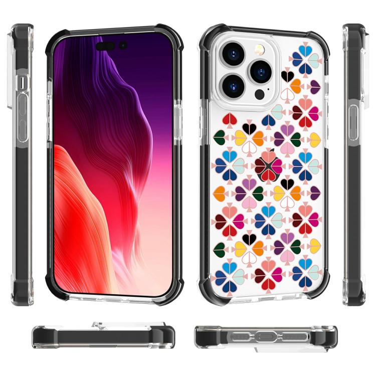 For iPhone 14 Pro Max Acrylic Four-Corner Shockproof Heart Pattern Phone Case
