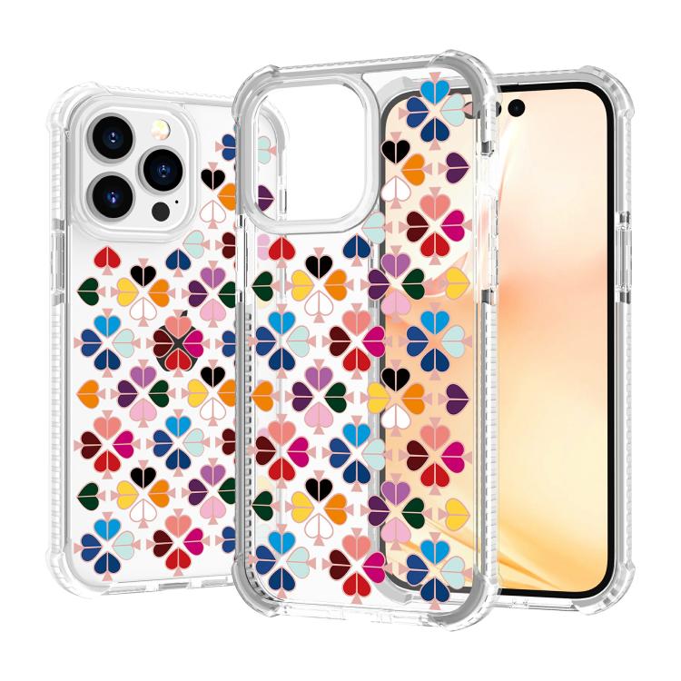 For iPhone 14 Pro Max Acrylic Four-Corner Shockproof Heart Pattern Phone Case